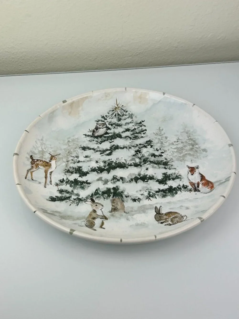 Certified International Susan Winget Winter's Frost Animals Winter Dinner Plate